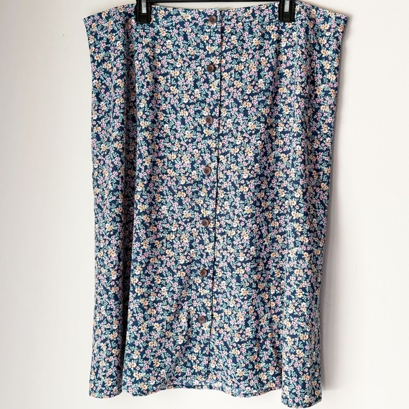 LC Lauren Conrad Button Front Midi Floral Skirt - Picture 1 of 6